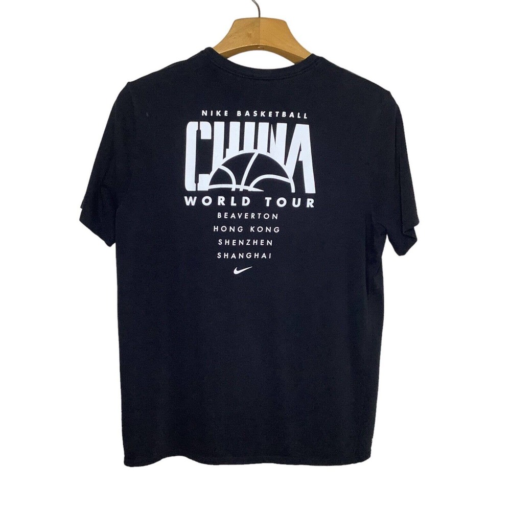 Nike Tee Mens XXL Black Basketball China World Tour Athletic Cut Crew 561416-00A
